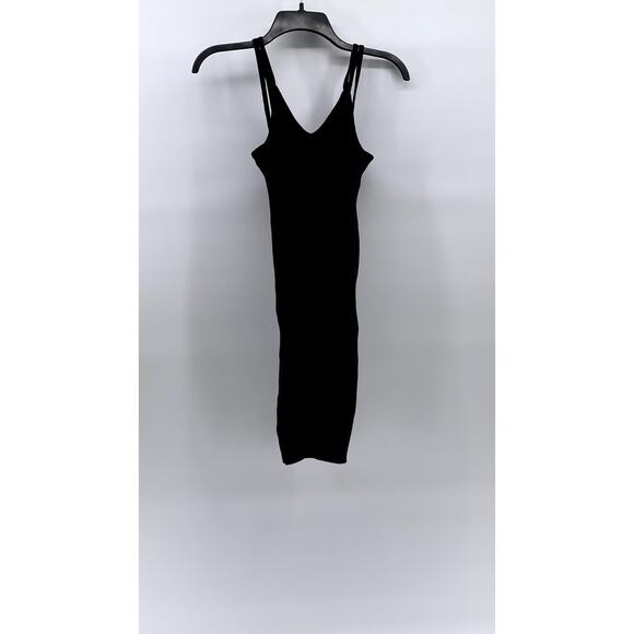 LOVE REPUBLIC Women’s Black Double Strap Ribbed V-Neck Knee Length Dress SZ S - Picture 2 of 9